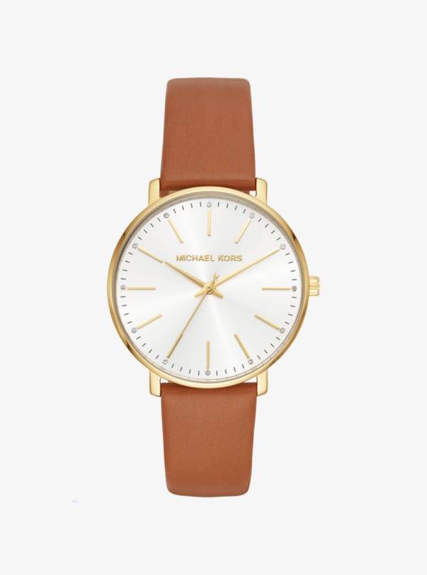 Damske Gold-tone Hodinky Michael Kors Pyper Leather Zlate - Hodinky Michael Kors Outlet | WQLKF-5097